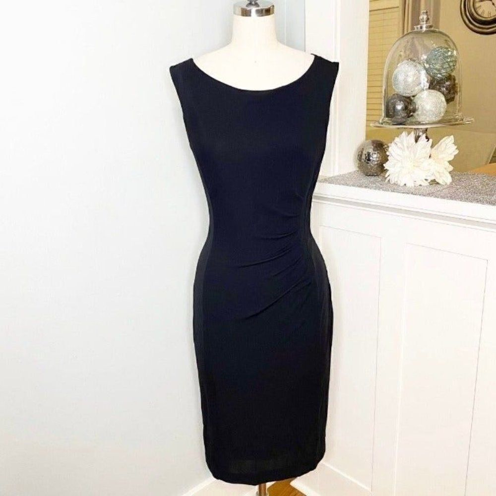 Classiques Entier Ruched Zipper Sheath Dress Black 4 Small - Picture 3 of 11